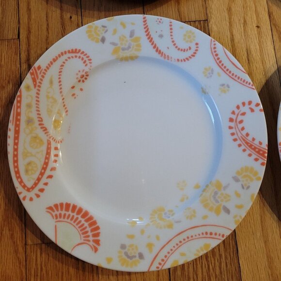 Lot of 4 Rachael Ray PAISLEY K014 Porcelain Salad Side Dessert Plates - Picture 2 of 5